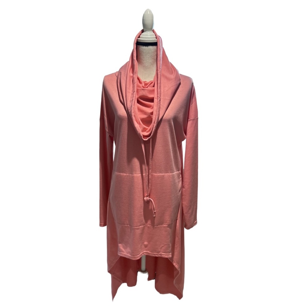 Meaveor Women's Hooded Pink Pullover High Low Long Sleeve Sweater Sweatshirt
